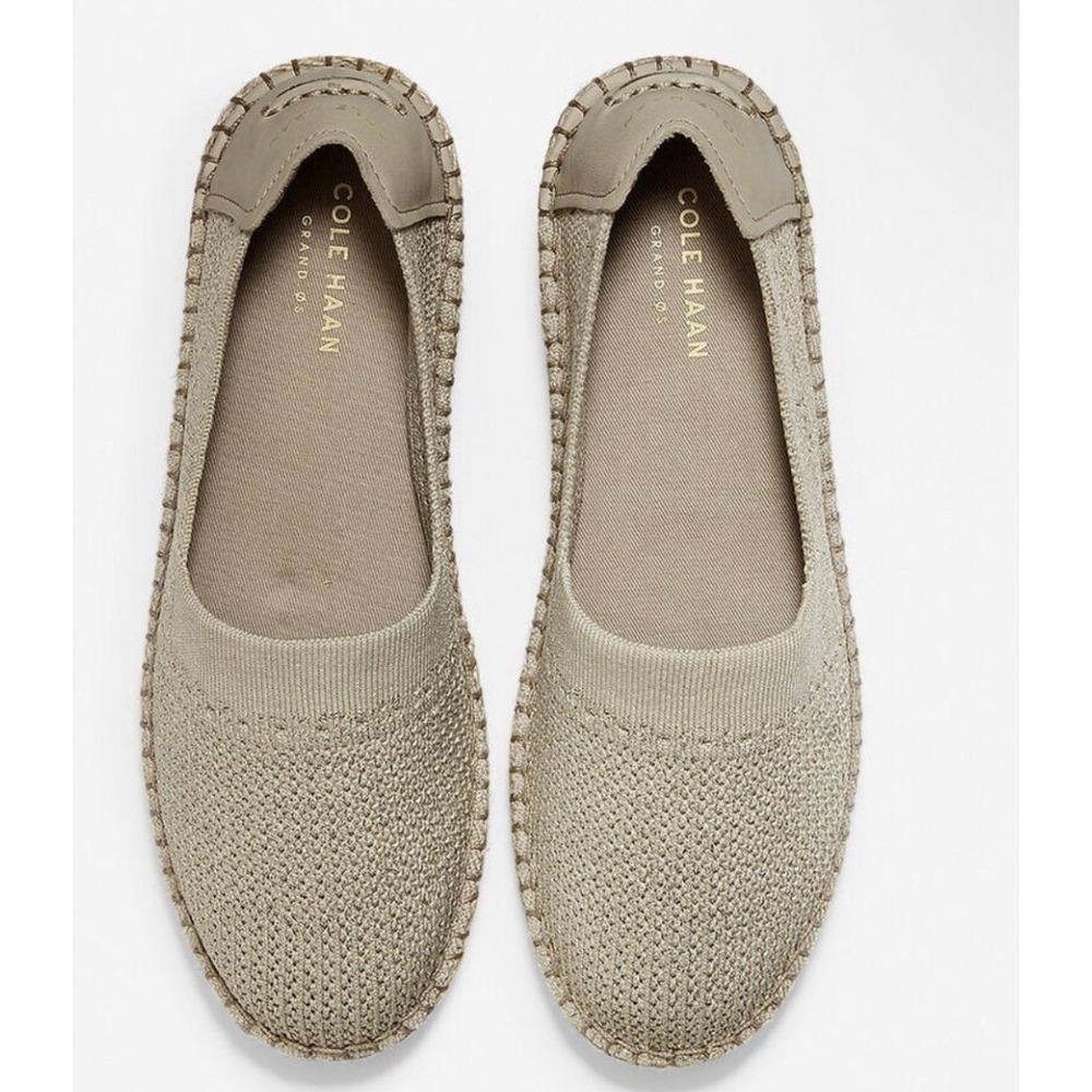 Cole Haan Wmn Size 10B Cloudfeel Stitchlite Espadrille Shoes Beige Jute Metallic